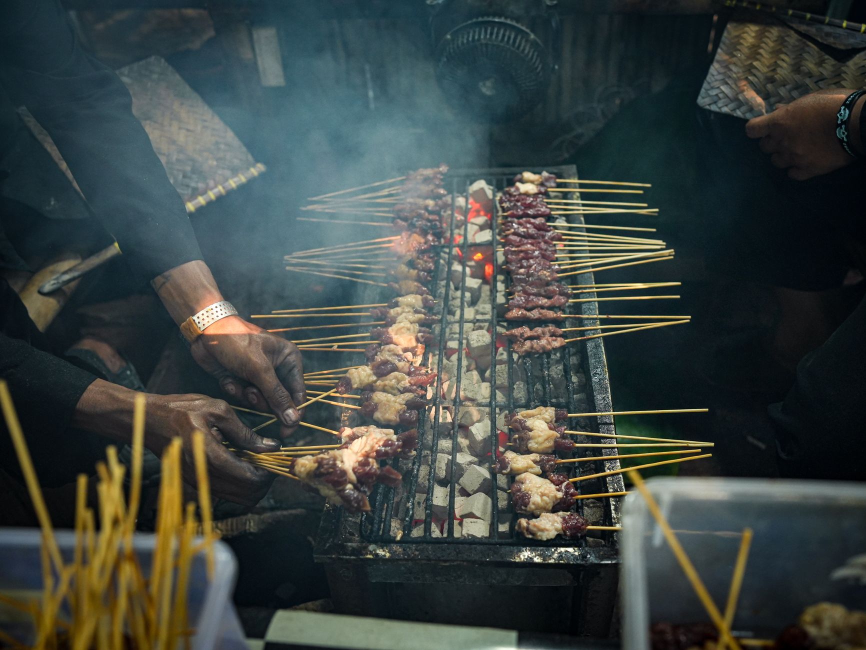 Satay on the grill